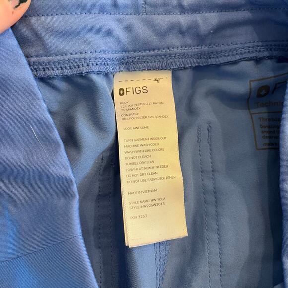 Figs High Waisted Yola Skinny Scrub Pants Light Blue Size Large - Picture 6 of 9